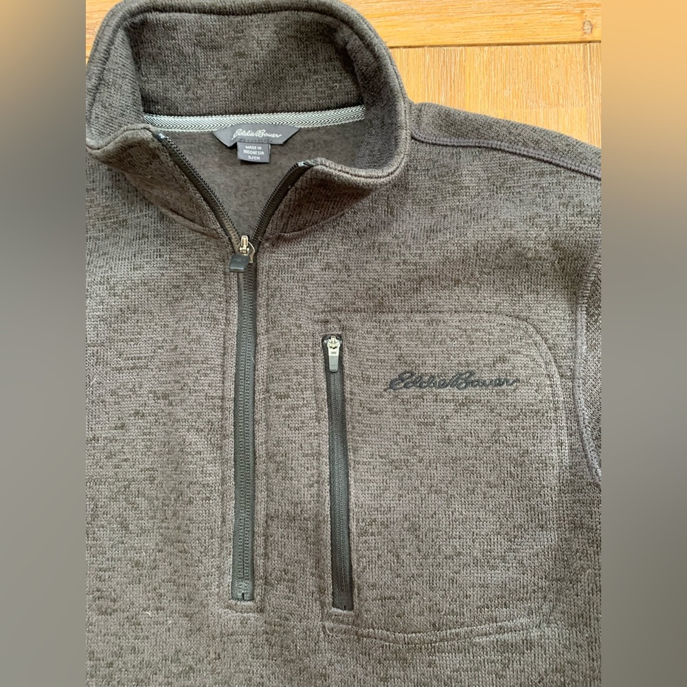EDDIE BAUER Quarter Zip Knit Fleece -Size S- charcoal heather grey
